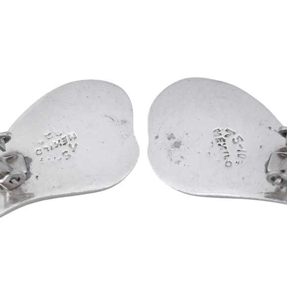 Vintage Mexican Sterling Silver 925 Abstract Leaf Clip-On Earrings - Picture 5 of 7